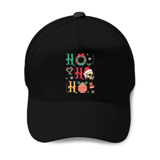 Ho ho ho Merry Christmas Skull Santa Baseball Caps