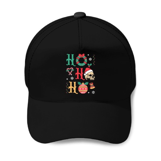Ho ho ho Merry Christmas Skull Santa Baseball Caps