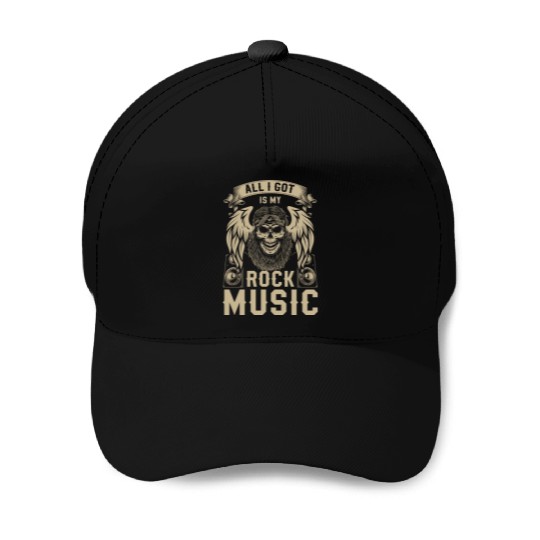 Rock Band Guitar Baseball Caps
