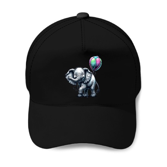 Elephant Balloon Joy Baseball Caps