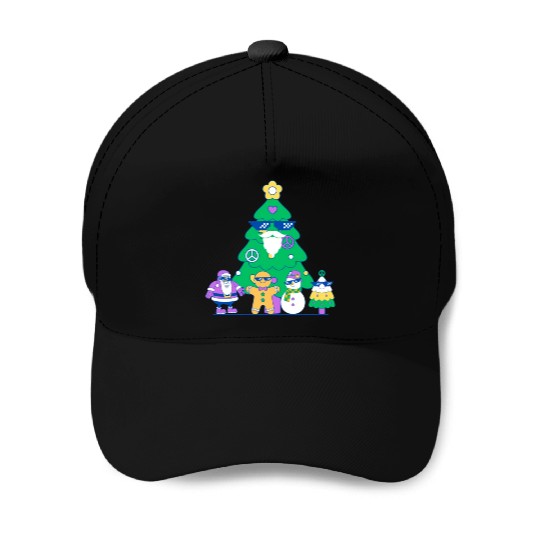 Santa snowman tree funny Christmas day Baseball Caps