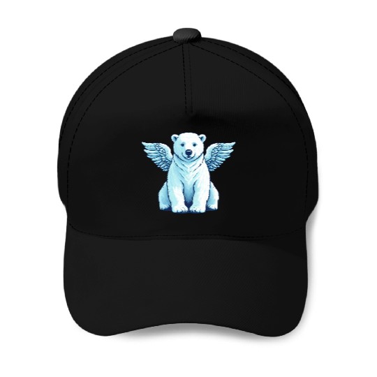 Bear Polar Bear Angel Wings Baseball Caps