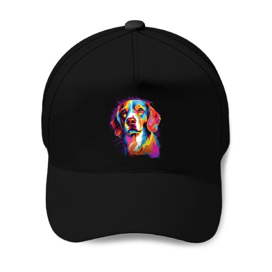 Watercolor Colorful Beagle Baseball Caps