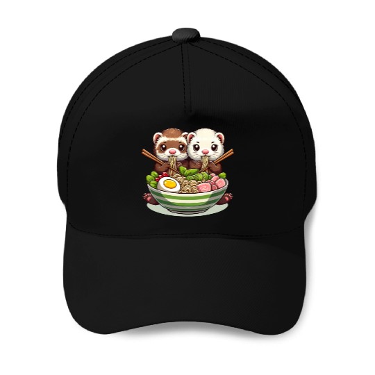 Ferret Ramen Noodle Japanese Kawaii Anime Gifts Baseball Caps