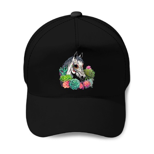 Horse Succulent Sugar Skull Baseball Caps