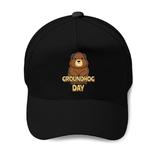 Groundhog Day Day February 2 Cute Kawaii Baseball Caps