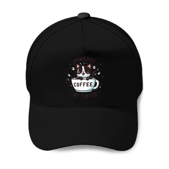 CAT - POWERED BY COFFEE Baseball Caps