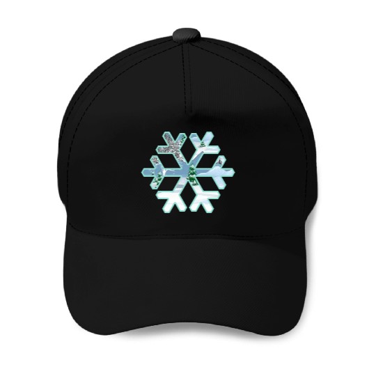 Teal Snowflake Baseball Caps