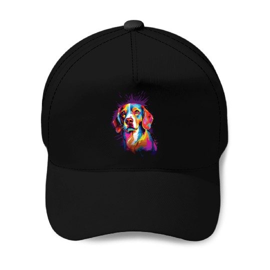 Watercolor Colorful Beagle Baseball Caps