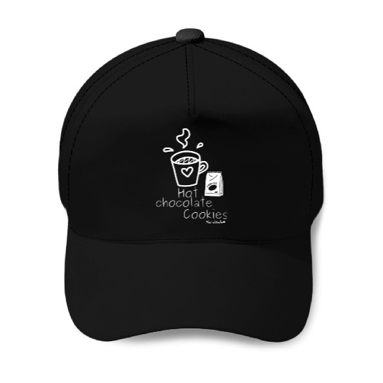 Hot chocolate cookies Yardside font logo white Baseball Caps
