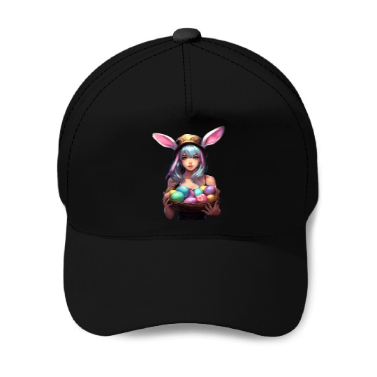 Easter Day Anime Girl Bunny Ear Easter Egg Hunt Baseball Caps