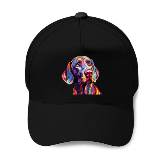 Watercolor Colorful Weimaraner Baseball Caps