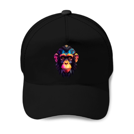Geometric Style Chimpanzee Baseball Caps
