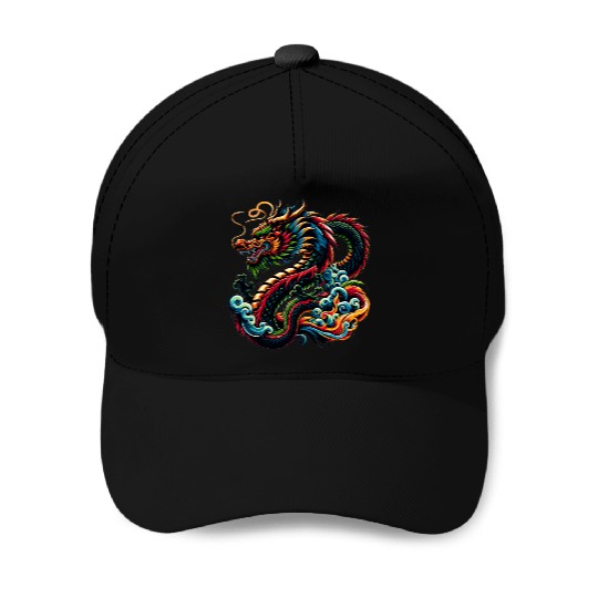 Colorful Chinese Dragon Artistic Design Baseball Caps