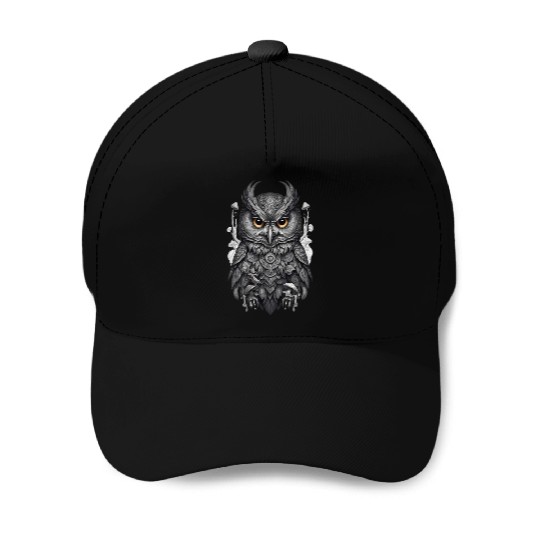 mythic black and white mandala owl Baseball Caps