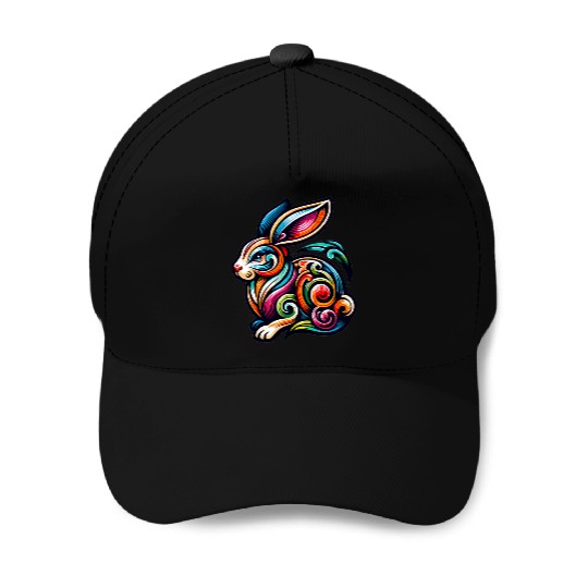 Rabbit Tattoo Tribal Chinese Zodiac Baseball Caps