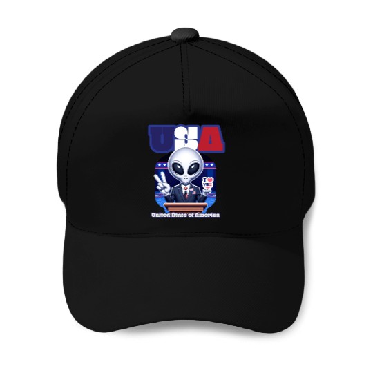 Alien for President Baseball Caps