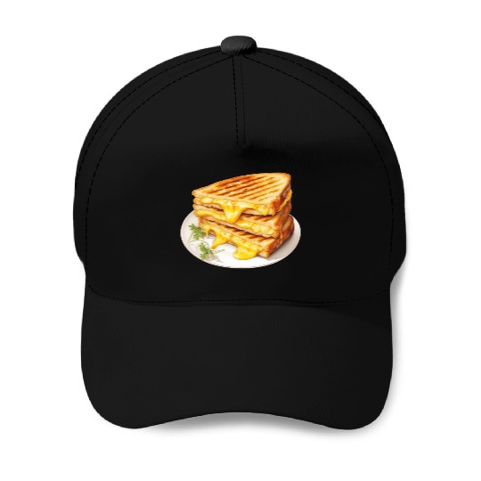 Plate of Grilled Cheese Sandwich Baseball Caps