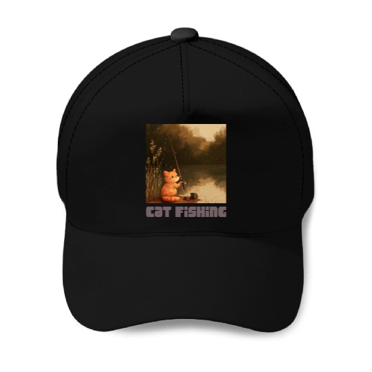 Cat Fishing Baseball Caps