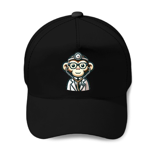 Cute Monkey Doctor Baseball Caps