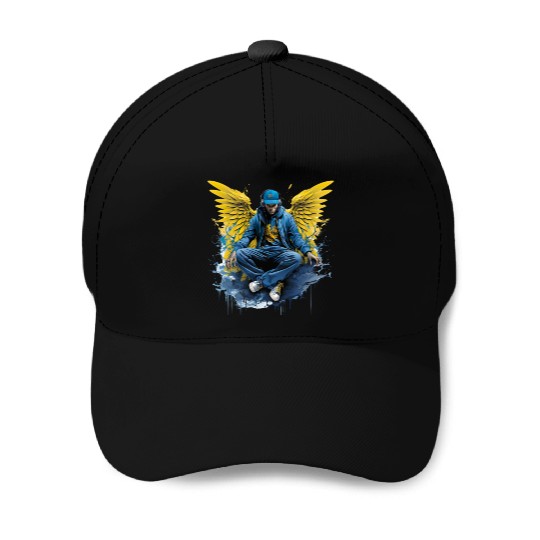 Urban Angel Wings DJ Graphic Stylish Streetwear Baseball Caps