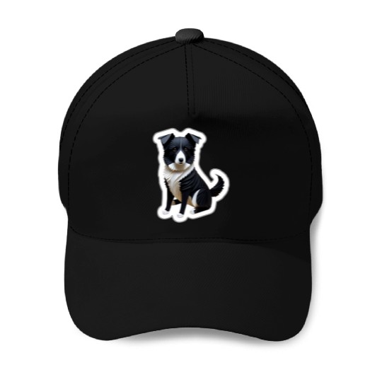 Origami Border Collie Baseball Caps