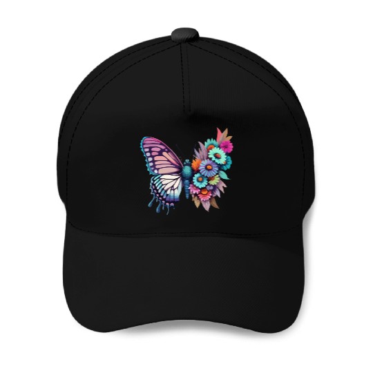 Metamorphora Butterfly Nature Flowers Branches Baseball Caps