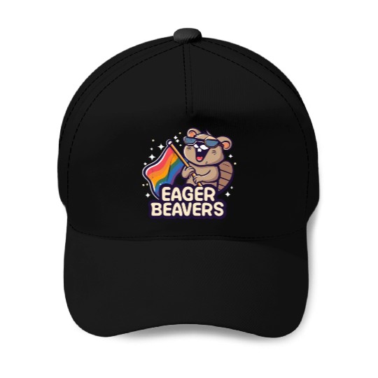 Eager Beavers with Pride LGBT Flag Baseball Caps
