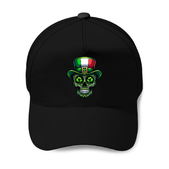 St Patricks Day Irish Sugar Skull Day Of Dead Baseball Caps