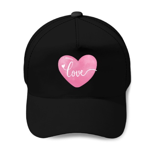 Pink heart Baseball Caps