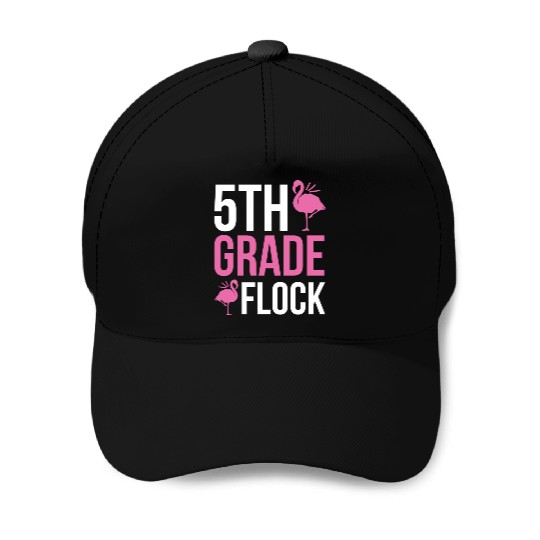 5th Grade Flock Back to School Flamingo Baseball Caps