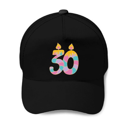 Happy Birthday 30th Age Number Baseball Caps