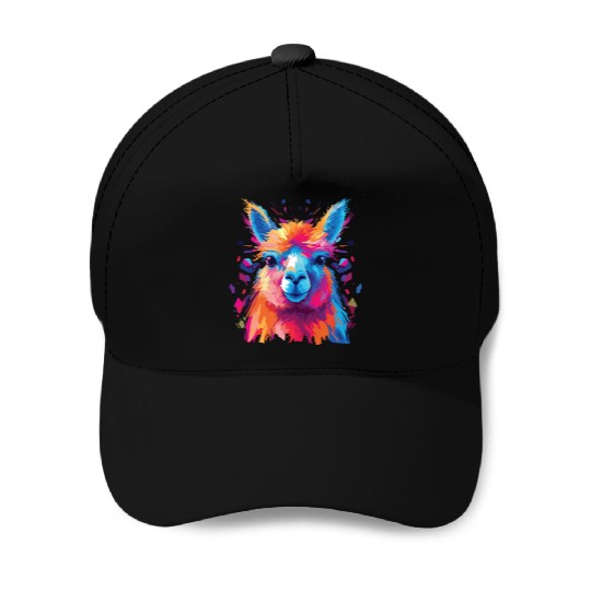 Watercolor Colorful Alpaca Colorful Animals Baseball Caps