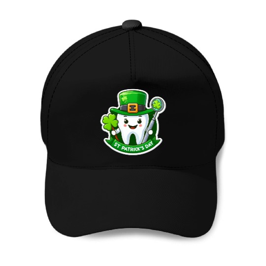 St patricks day cartoon dentist design, cute tooth Baseball Caps
