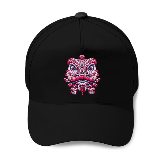 Chinese New Year - Pink Peony Lion Dance Mask Baseball Caps