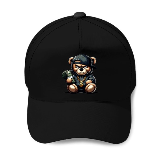 streetwise teddy bear with money Baseball Caps