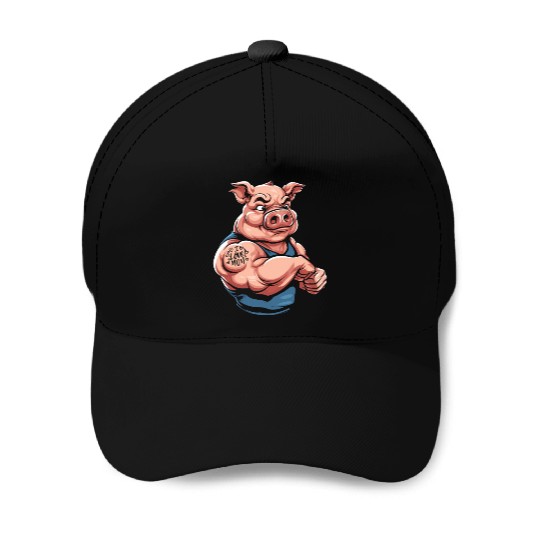 Pig Pork I Love Mom Baseball Caps