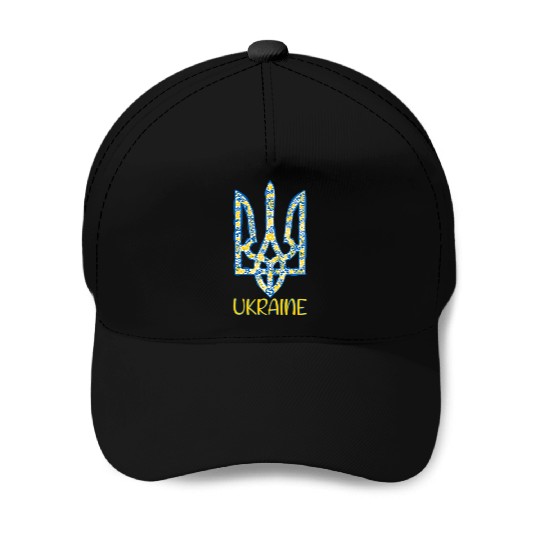 Ukraine trident in Ukrainian flag colors Baseball Caps