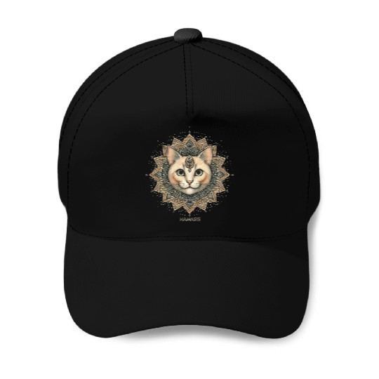 Orange Street Cat Say Namaste Mandala Design Baseball Caps