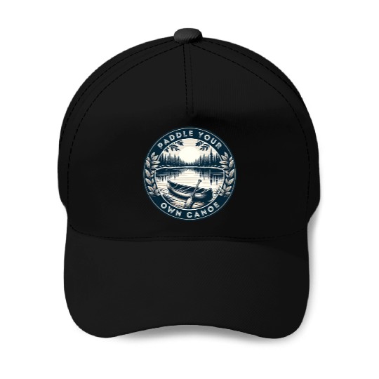 Solo Canoe Journey Lake Baseball Caps