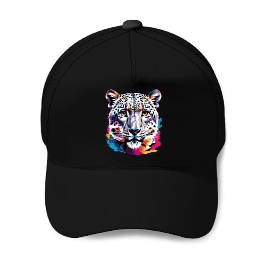 Snow leopard Baseball Caps