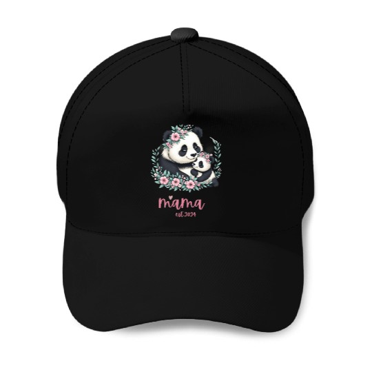 Mama est 2024 I Panda Bear Mum I First Time Mom Baseball Caps