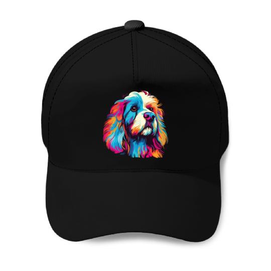 Watercolor Colorful Tibetan Spaniel Baseball Caps