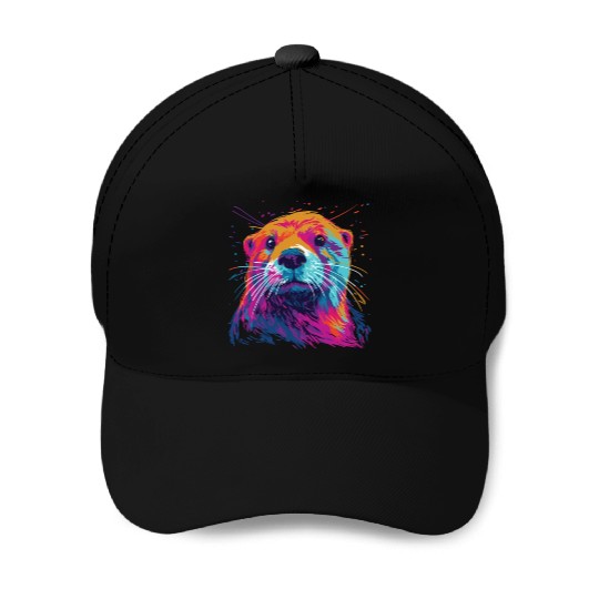 Watercolor Colorful Otter Colorful Animals Baseball Caps
