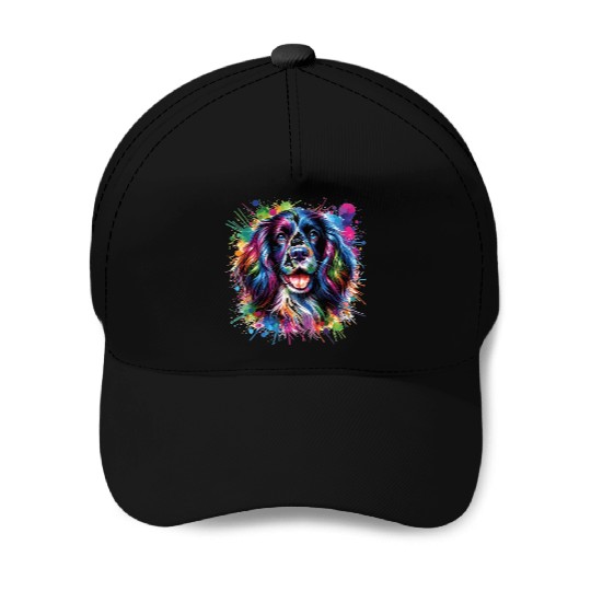 Watercolor Colorful English Springer Spaniel Baseball Caps