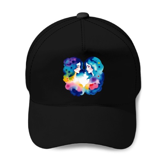 Color splash zodiac: Gemini Baseball Caps