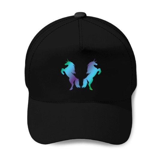 Unicorns blue green Baseball Caps