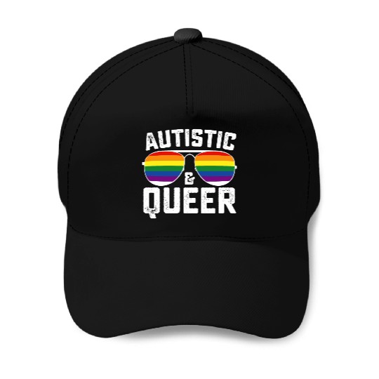 Autistic And Queer Autism Gay Lesbian LGBTQ Baseball Caps