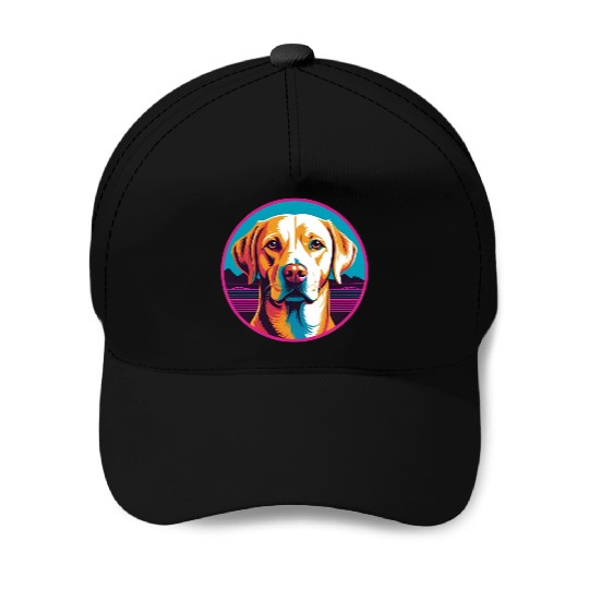 Synthwave Labrador Retriever 2 Baseball Caps