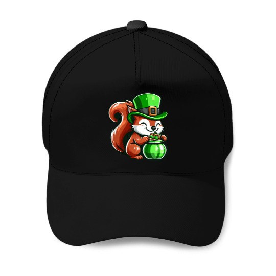 St. Patrick's Day Cute Squirrel Comic Design Baseball Caps